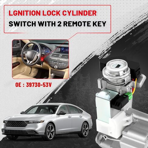Ignition Switch Lock Cylinder with 2 Keys Without Chip Replacement for Honda Accord 2013 2014 2015 2016 2017 2.0L 2.4L 3.5L Replace 39730-T2A-A0 in Saudi Arabia