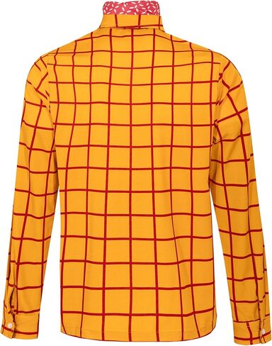 Mens Western Cowboy Sheriff Costume Button Down Adults Fancy Striped Shirt Kit (Yellow, L) in Saudi Arabia