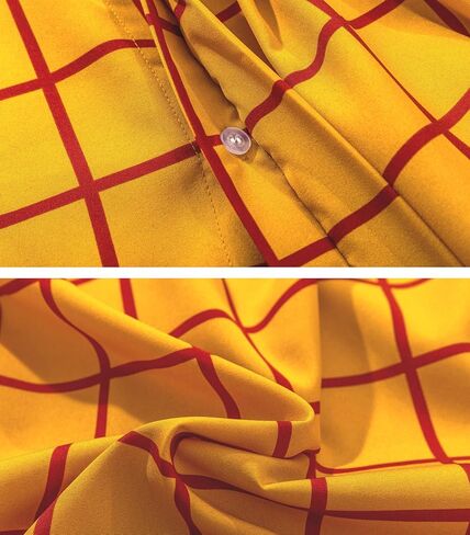 Mens Western Cowboy Sheriff Costume Button Down Adults Fancy Striped Shirt Kit (Yellow, L) in Saudi Arabia