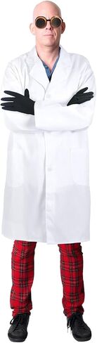 Mepase 3 Pcs Men's Mad Scientist Costume Accessories Doctor Outfit with Lab Coat Steampunk Goggles Black Gloves Fun Costume Cosplay for Halloween Cosplay Dress up Party in Saudi Arabia