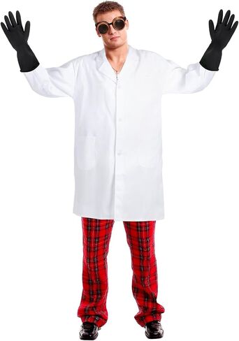 Mepase 3 Pcs Men's Mad Scientist Costume Accessories Doctor Outfit with Lab Coat Steampunk Goggles Black Gloves Fun Costume Cosplay for Halloween Cosplay Dress up Party in Saudi Arabia