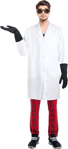 Mepase 3 Pcs Men's Mad Scientist Costume Accessories Doctor Outfit with Lab Coat Steampunk Goggles Black Gloves Fun Costume Cosplay for Halloween Cosplay Dress up Party in Saudi Arabia