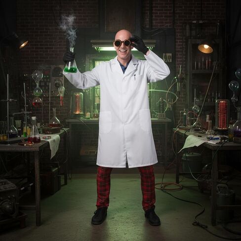 Mepase 3 Pcs Men's Mad Scientist Costume Accessories Doctor Outfit with Lab Coat Steampunk Goggles Black Gloves Fun Costume Cosplay for Halloween Cosplay Dress up Party in Saudi Arabia
