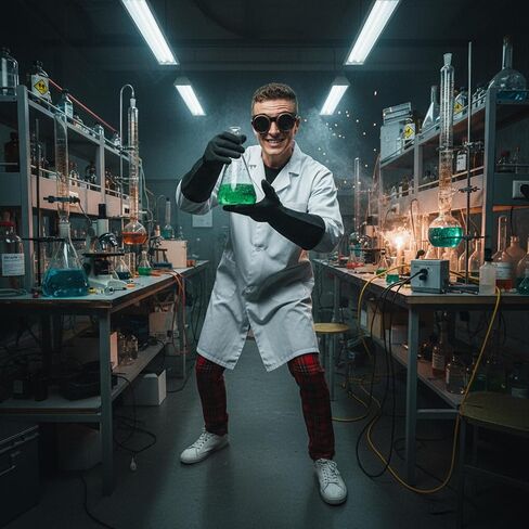 Mepase 3 Pcs Men's Mad Scientist Costume Accessories Doctor Outfit with Lab Coat Steampunk Goggles Black Gloves Fun Costume Cosplay for Halloween Cosplay Dress up Party in Saudi Arabia