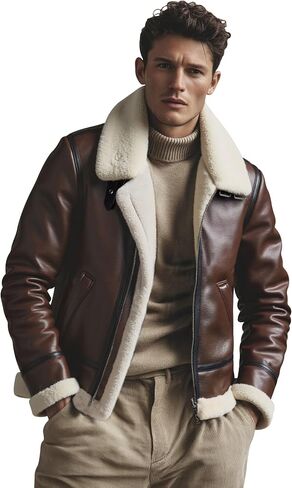 Men Brown Leather Jacket Motorcycle Bomber Coat Cosplay Costume Winter Coat Outfit XS-XXL in Saudi Arabia