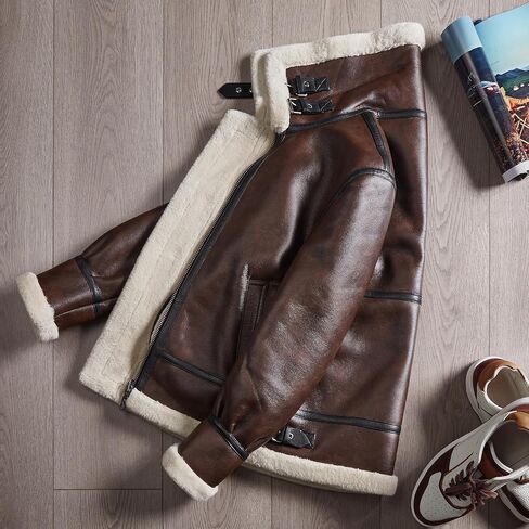 Men Brown Leather Jacket Motorcycle Bomber Coat Cosplay Costume Winter Coat Outfit XS-XXL in Saudi Arabia