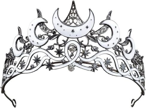 Gothic Black Moon Star Tiara Crown for Women Girls, Retro Celestial Witch Headpiece with Crescent Moon and Stars, Costume Cosplay Halloween Party Prom Wedding Birthday Accessories in Saudi Arabia