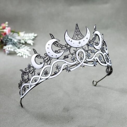 Gothic Black Moon Star Tiara Crown for Women Girls, Retro Celestial Witch Headpiece with Crescent Moon and Stars, Costume Cosplay Halloween Party Prom Wedding Birthday Accessories in Saudi Arabia