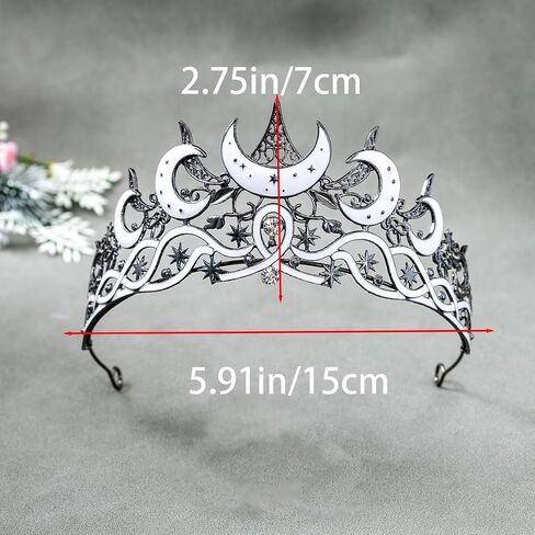 Gothic Black Moon Star Tiara Crown for Women Girls, Retro Celestial Witch Headpiece with Crescent Moon and Stars, Costume Cosplay Halloween Party Prom Wedding Birthday Accessories in Saudi Arabia