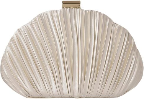 Shell Shaped Clutch Ruched Hard Shell Purse with Chain Strap Satin Evening Bag Wedding Purses for Women in Saudi Arabia