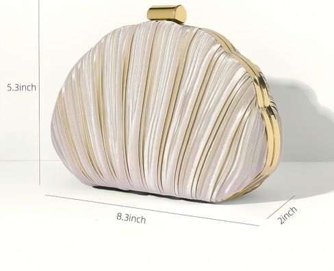 Shell Shaped Clutch Ruched Hard Shell Purse with Chain Strap Satin Evening Bag Wedding Purses for Women in Saudi Arabia