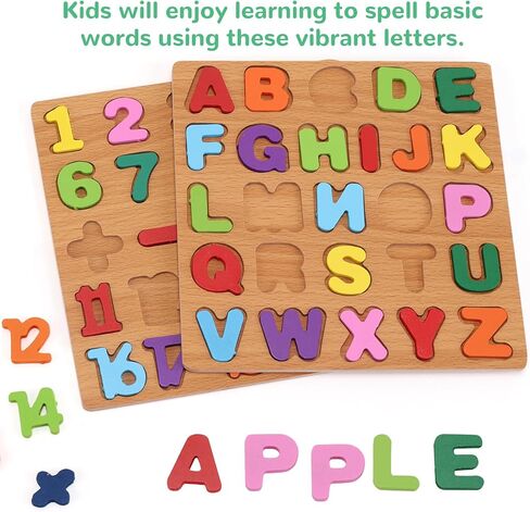 الألغاز الأبجدية الخشبية للأطفال الصغار 2-4، لغز الحروف الأبجدية والأرقام مع تعلم ABC للأطفال الصغار 1-3، ألعاب تعليمية لمرحلة ما قبل المدرسة مع لوحة ألغاز ABC مكتنزة للفتيات والأولاد في رياض الأطفال للأعمار 1 2 3 4 in Kuwait