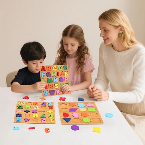 الألغاز الأبجدية الخشبية للأطفال الصغار 2-4، لغز الحروف الأبجدية والأرقام مع تعلم ABC للأطفال الصغار 1-3، ألعاب تعليمية لمرحلة ما قبل المدرسة مع لوحة ألغاز ABC مكتنزة للفتيات والأولاد في رياض الأطفال للأعمار 1 2 3 4 in Kuwait