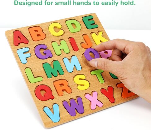 الألغاز الأبجدية الخشبية للأطفال الصغار 2-4، لغز الحروف الأبجدية والأرقام مع تعلم ABC للأطفال الصغار 1-3، ألعاب تعليمية لمرحلة ما قبل المدرسة مع لوحة ألغاز ABC مكتنزة للفتيات والأولاد في رياض الأطفال للأعمار 1 2 3 4 in Kuwait