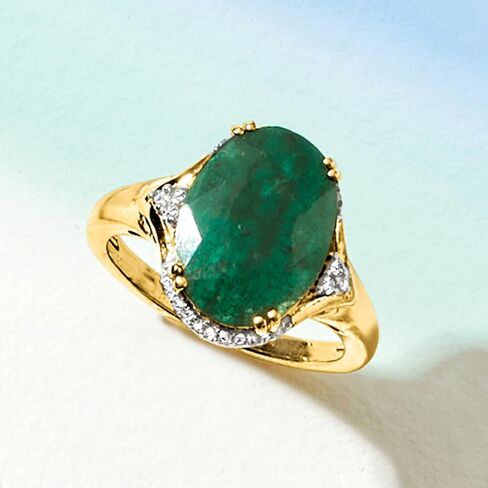 Ross-Simons 4.80 Carat Emerald Ring With Diamonds in 18kt Gold Over Sterling in Saudi Arabia