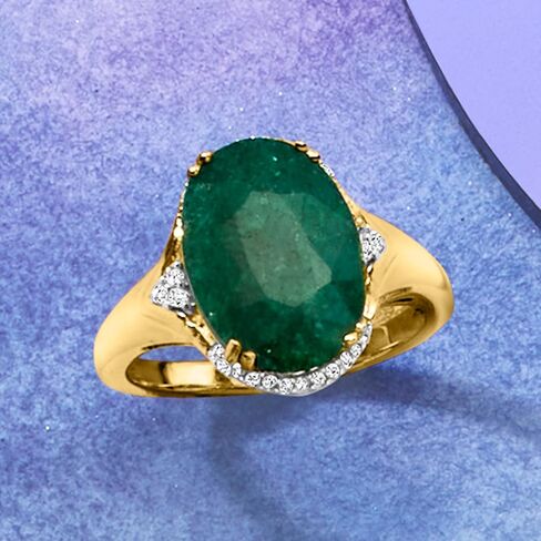 Ross-Simons 4.80 Carat Emerald Ring With Diamonds in 18kt Gold Over Sterling in Saudi Arabia