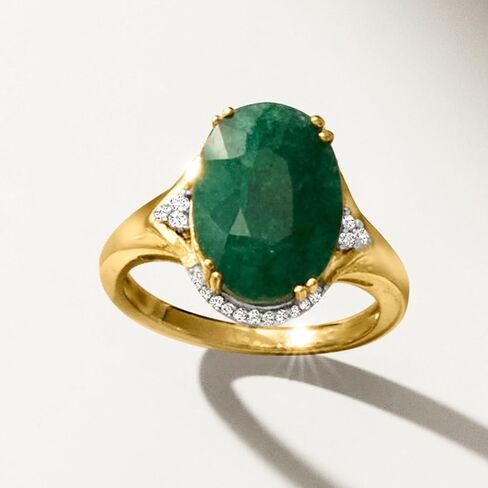 Ross-Simons 4.80 Carat Emerald Ring With Diamonds in 18kt Gold Over Sterling in Saudi Arabia