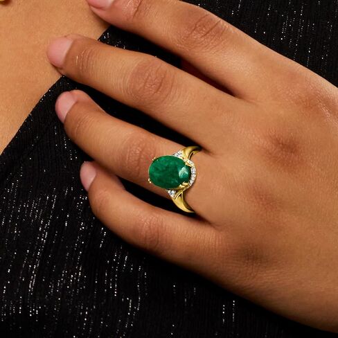 Ross-Simons 4.80 Carat Emerald Ring With Diamonds in 18kt Gold Over Sterling in Saudi Arabia