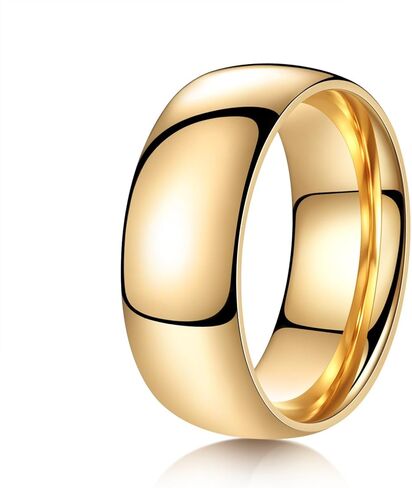 Gold Silver 2mm 4mm 6mm 8mm 10mm Titanium Ring Wedding Band Ring for Men Women | Plain Dome High Polished Wedding Band Comfort Fit Size 5-15 in Saudi Arabia