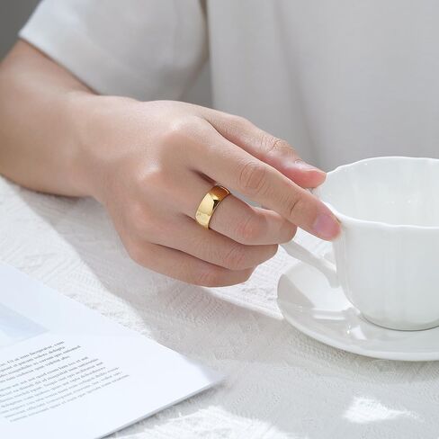 Gold Silver 2mm 4mm 6mm 8mm 10mm Titanium Ring Wedding Band Ring for Men Women | Plain Dome High Polished Wedding Band Comfort Fit Size 5-15 in Saudi Arabia