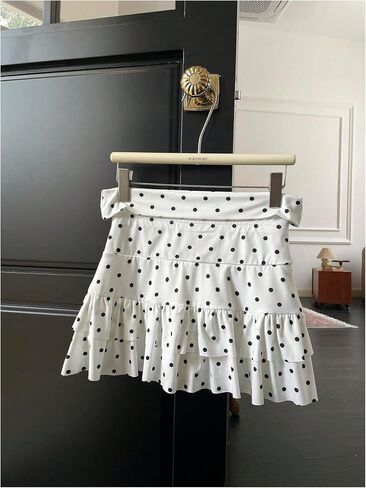 Milumia Women's Polka Dots Tiered Layered Mini Skirt Low Waist Short Ruffle Skirts in Saudi Arabia