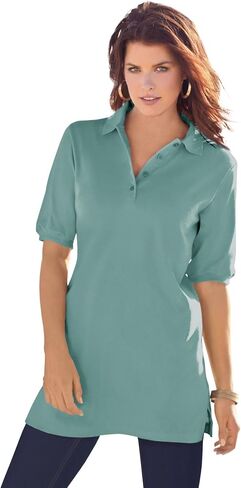Roaman's Women's Plus Size Oversized Polo Tunic in Saudi Arabia
