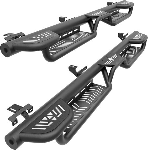 Three Raised Steps Running Boards (Wheel to Wheel Side Steps) Compatible with 2020 2021 2022 2023 2024 2025 Jeep Gladiator JT 4 Door, Bed Access Nerf Bars, Bolt-on Rock Sliders Rail in Saudi Arabia