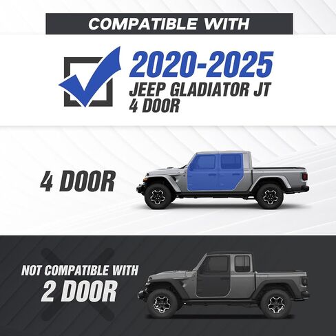 Three Raised Steps Running Boards (Wheel to Wheel Side Steps) Compatible with 2020 2021 2022 2023 2024 2025 Jeep Gladiator JT 4 Door, Bed Access Nerf Bars, Bolt-on Rock Sliders Rail in Saudi Arabia