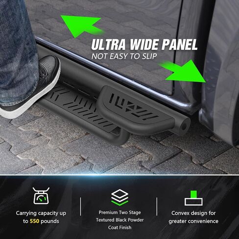 Three Raised Steps Running Boards (Wheel to Wheel Side Steps) Compatible with 2020 2021 2022 2023 2024 2025 Jeep Gladiator JT 4 Door, Bed Access Nerf Bars, Bolt-on Rock Sliders Rail in Saudi Arabia