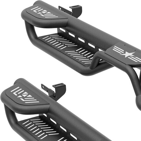 Three Raised Steps Running Boards (Wheel to Wheel Side Steps) Compatible with 2020 2021 2022 2023 2024 2025 Jeep Gladiator JT 4 Door, Bed Access Nerf Bars, Bolt-on Rock Sliders Rail in Saudi Arabia
