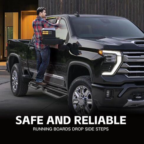 Crew Cab Running Board Side Steps Compatible for 2004-2025 Nissan Titan (Excludes 2016 Model) & Nissan Titan XD 2016-2025 Model CrewCab, Two Stair Design Bolt-on Side Rail Nerf Bar (Star Logo) in Saudi Arabia