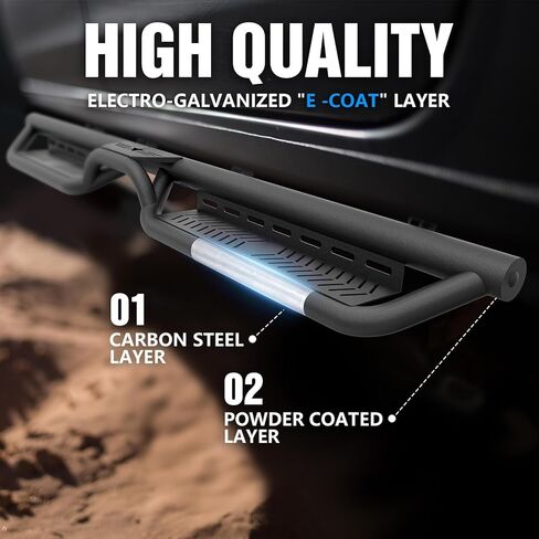 Crew Cab Running Board Side Steps Compatible for 2004-2025 Nissan Titan (Excludes 2016 Model) & Nissan Titan XD 2016-2025 Model CrewCab, Two Stair Design Bolt-on Side Rail Nerf Bar (Star Logo) in Saudi Arabia