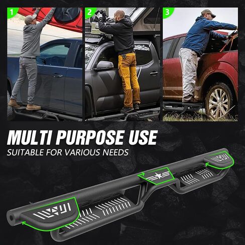 Three Raised Steps SuperCab Running Boards Compatible with 1999-2016 Ford F250 F350 Super/Extended Cab (2 Full Front & 2 Narrower Rear Doors) Side Steps, Nerf Bar Rock Slider Side Rails in Saudi Arabia