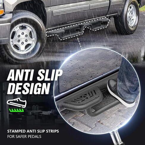 Three Raised Steps SuperCab Running Boards Compatible with 1999-2016 Ford F250 F350 Super/Extended Cab (2 Full Front & 2 Narrower Rear Doors) Side Steps, Nerf Bar Rock Slider Side Rails in Saudi Arabia