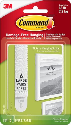 Command 3M 17206-6ES Large Picture Hanging Strips, 6 Pairs, White in Kuwait