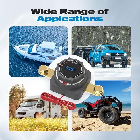 Battery Disconnect Switch with Digital Voltage Display, Malictele On/Off DC 5-80V 250A Top Post Master Kill Switch Waterproof Power Cut Isolator for Car, Truck, RV, Marine Boat, Camper & Trailer in Kuwait