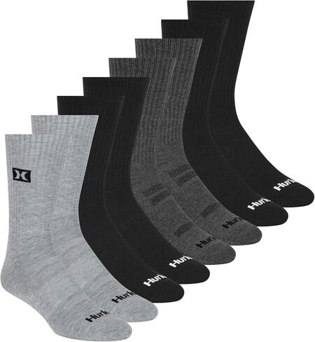 Hurley mens 8 Pack Sport Cushioned Crew Socks in Saudi Arabia