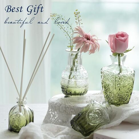 Bud Vases Set of 12,Glass Bud Vases in Bulk,Small Flower Vases for Centerpieces,Mini Vintage Vase for Wedding, Home Table Decor,Christmas,Party Decoration,Gold Amber in Saudi Arabia