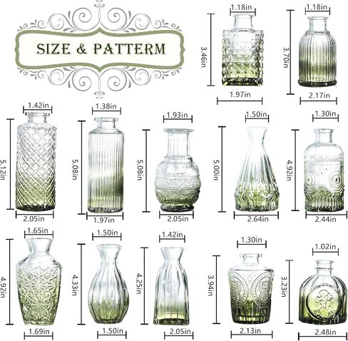 Bud Vases Set of 12,Glass Bud Vases in Bulk,Small Flower Vases for Centerpieces,Mini Vintage Vase for Wedding, Home Table Decor,Christmas,Party Decoration,Gold Amber in Saudi Arabia