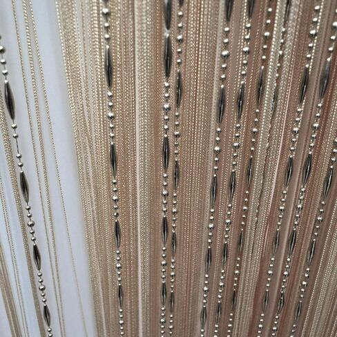 FMURY Beads Line Curtain Yarn Dyed Curtains for Home Living Room Door Hotel Cafe Interior Decoration Solid Curtain(Champagne) in Saudi Arabia