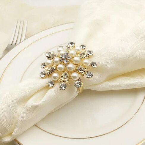 FMURY Western Napkin Rings Gold Flower Christening Bangle Metal Napkin Holder Wedding Bridal Shower Gift Baptism Table Decor(E) in Saudi Arabia