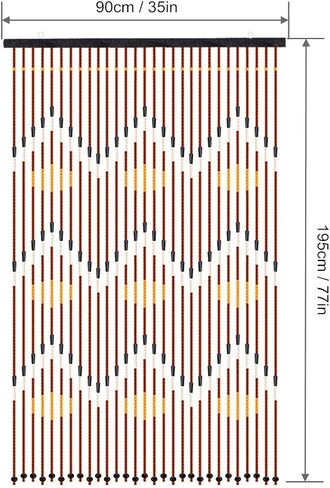 FMURY Wood Bead Curtain Retro String Door Curtains Handmade Wooden Blinds Fly Screen Porch Bedroom Divider 90x195cm in Saudi Arabia