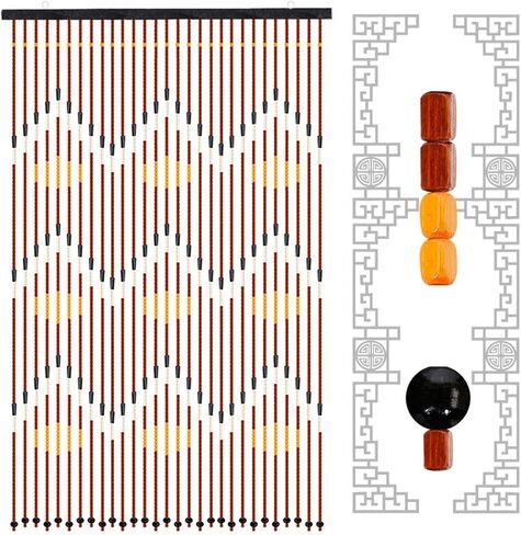 FMURY Wood Bead Curtain Retro String Door Curtains Handmade Wooden Blinds Fly Screen Porch Bedroom Divider 90x195cm in Saudi Arabia