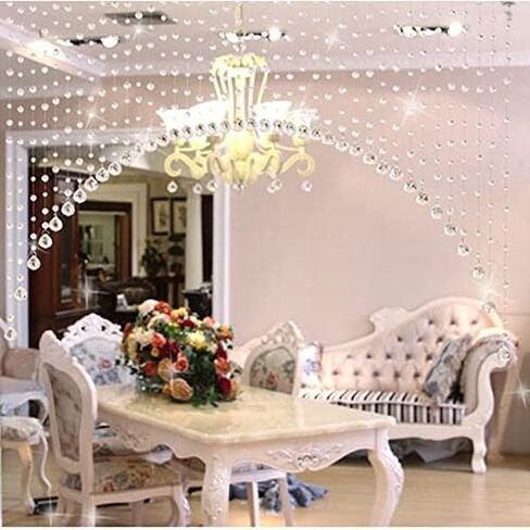 FMURY Curtains Window Blinds Living Room Door Vertical Glass Beads String Tassel Wedding Divider Panel(Gray) in Saudi Arabia