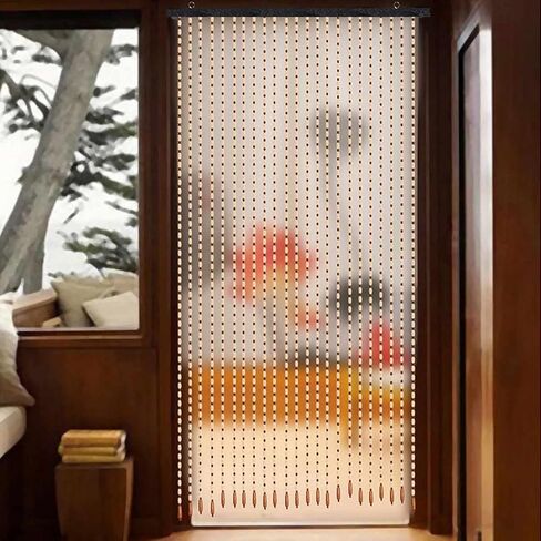FMURY Handmade Wooden Bead Curtain Doorway Hanging Blind Strips Home Kitchen Door Window Divider Wooden Curtains in Saudi Arabia