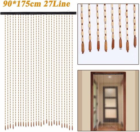 FMURY Handmade Wooden Bead Curtain Doorway Hanging Blind Strips Home Kitchen Door Window Divider Wooden Curtains in Saudi Arabia