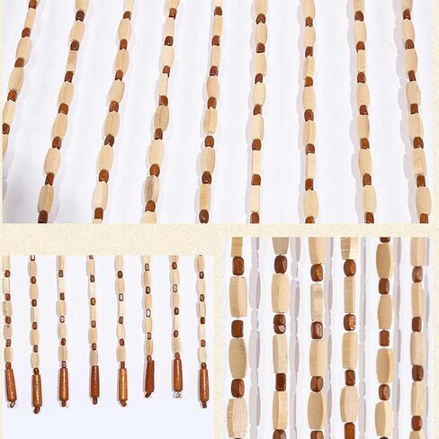 FMURY Handmade Wooden Bead Curtain Doorway Hanging Blind Strips Home Kitchen Door Window Divider Wooden Curtains in Saudi Arabia
