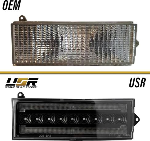 USR 84-96 XJ SUV Turn Signal Light – Front Signal Lamps (Left + Right) Pair - Compatible with 1984-1996 Jeep Cherokee / 1986-1992 Comanche All Models (BLACK HOUSING w/LED AMBER-WHITE DRL SWITCHBACK) in Saudi Arabia