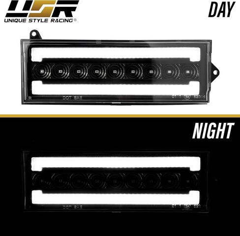 USR 84-96 XJ SUV Turn Signal Light – Front Signal Lamps (Left + Right) Pair - Compatible with 1984-1996 Jeep Cherokee / 1986-1992 Comanche All Models (BLACK HOUSING w/LED AMBER-WHITE DRL SWITCHBACK) in Saudi Arabia