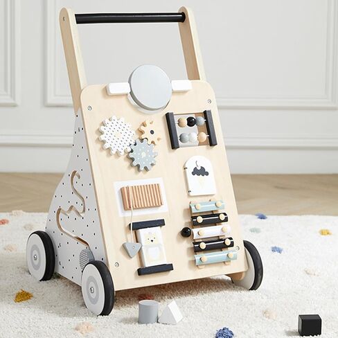Asweets Wooden Baby Walker Push and Pull Learning Activity Walker Kids’ Activity Toy Multiple Activities Center Develops Motor Skills & Stimulates Creativity(Color) in Kuwait